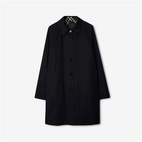 Long Reversible Gabardine Hastings Car Coat in Black 